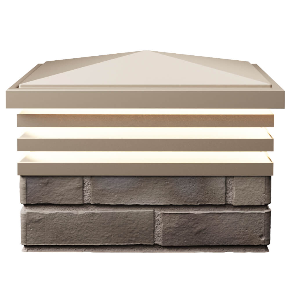 Колпак Zking Бона ХайТек Бежевый на столб 1.5х1.5 кирпича (385х385мм) с подсветкой в Тюмени фото