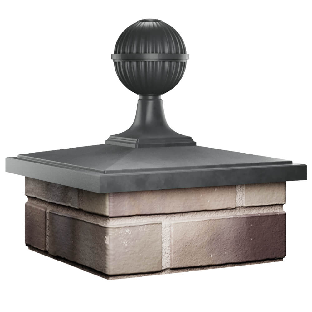Колпак Zking БонаМоно Серый с шаром на столб 1.5х1.5 кирпича (385х385, 400х400мм) в сборе в Тюмени фото