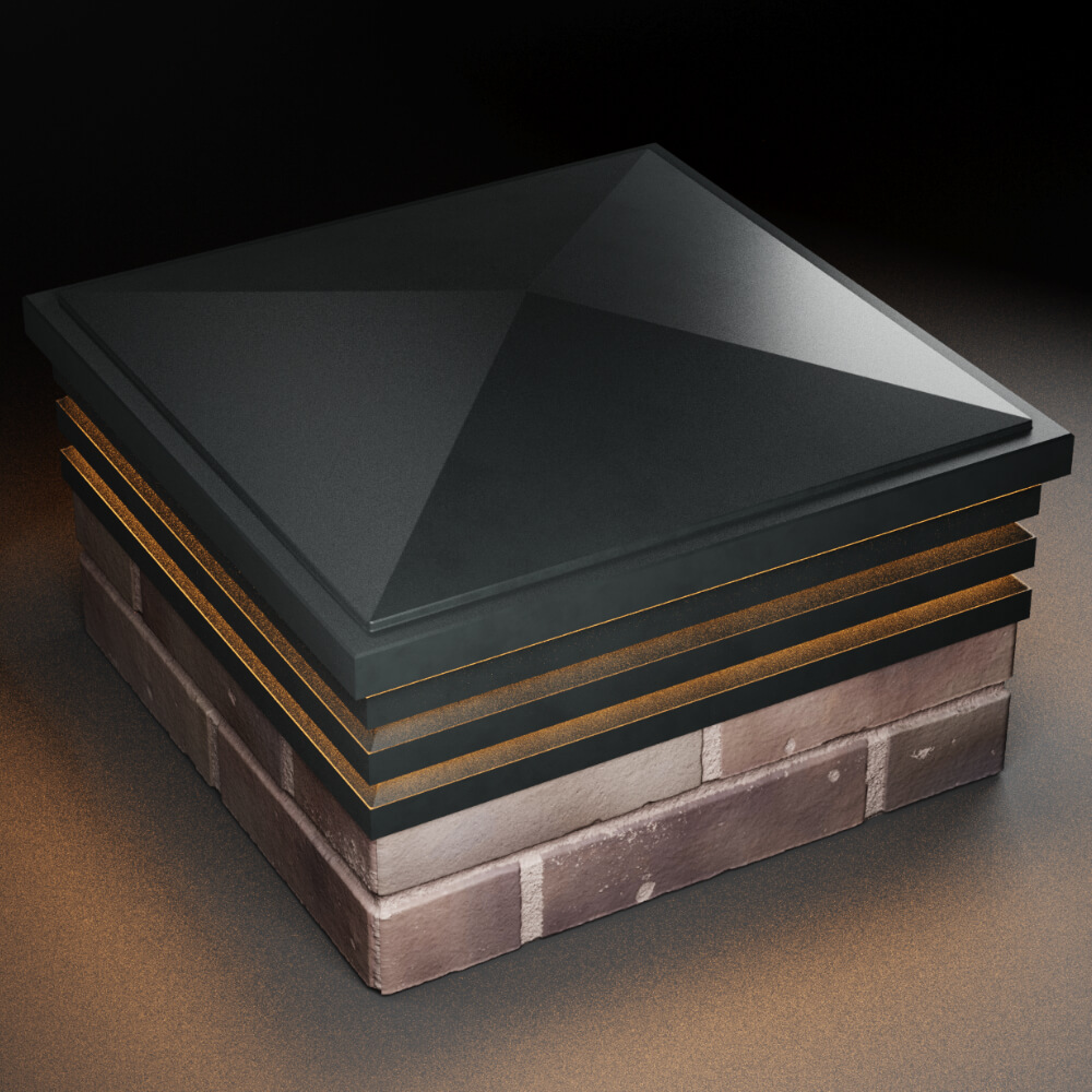 Колпак Zking Бона ХайТек Черный на столб 2х2 кирпича (513х513мм) с подсветкой в Тюмени фото