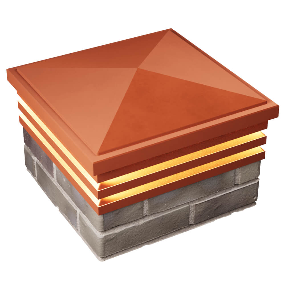 Колпак Zking Бона ХайТек Красный на столб 1.5х1.5 кирпича (385х385мм) с подсветкой в Тюмени фото