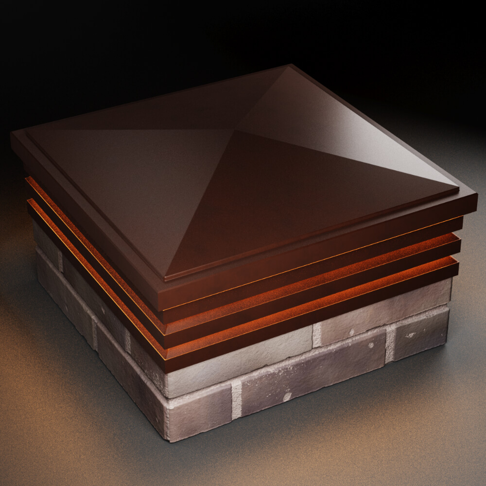 Колпак Zking Бона ХайТек Коричневый на столб 2х2 кирпича (513х513мм) с подсветкой в Тюмени фото