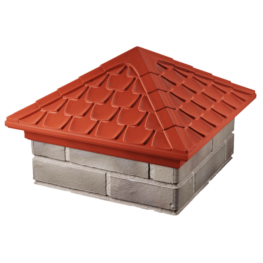 Колпак Zking Эльбрус Красный на столб 1.5х1.5 кирпича (385х385мм) в Тюмени фото