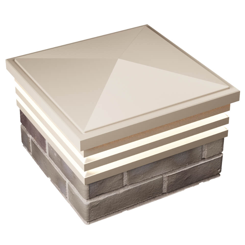 Колпак Zking Бона ХайТек Бежевый на столб 1.5х1.5 кирпича (385х385мм) с подсветкой в Тюмени фото