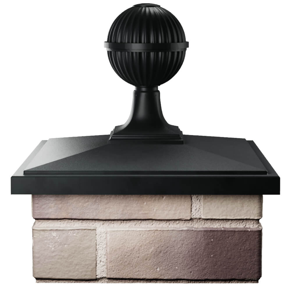 Колпак Zking БонаМоно Черный с шаром на столб 1.5х1.5 кирпича (385х385, 400х400мм) в сборе Тюмень фото