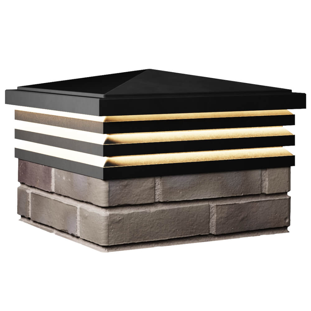 Колпак Zking Бона ХайТек Черный на столб 1.5х1.5 кирпича (385х385мм) с подсветкой в Тюмени фото