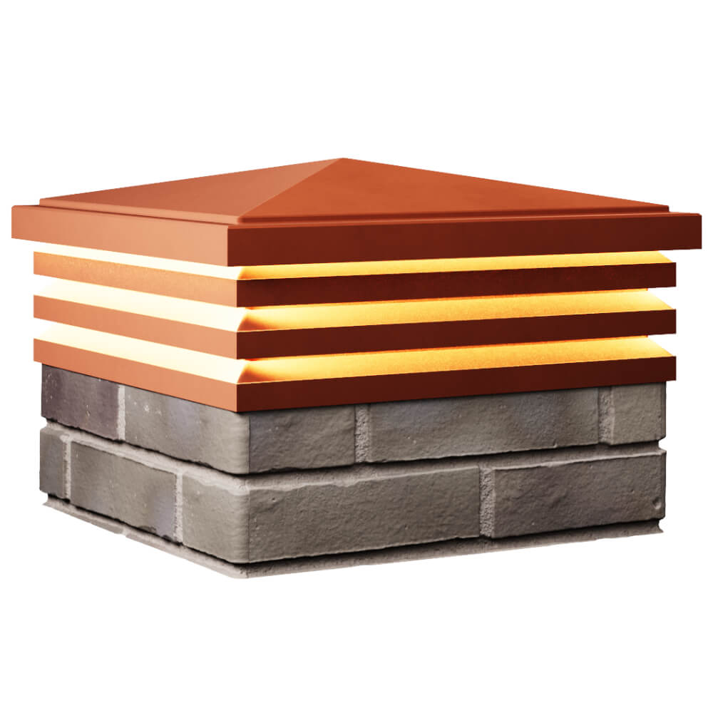 Колпак Zking Бона ХайТек Красный на столб 1.5х1.5 кирпича (385х385мм) с подсветкой в Тюмени фото