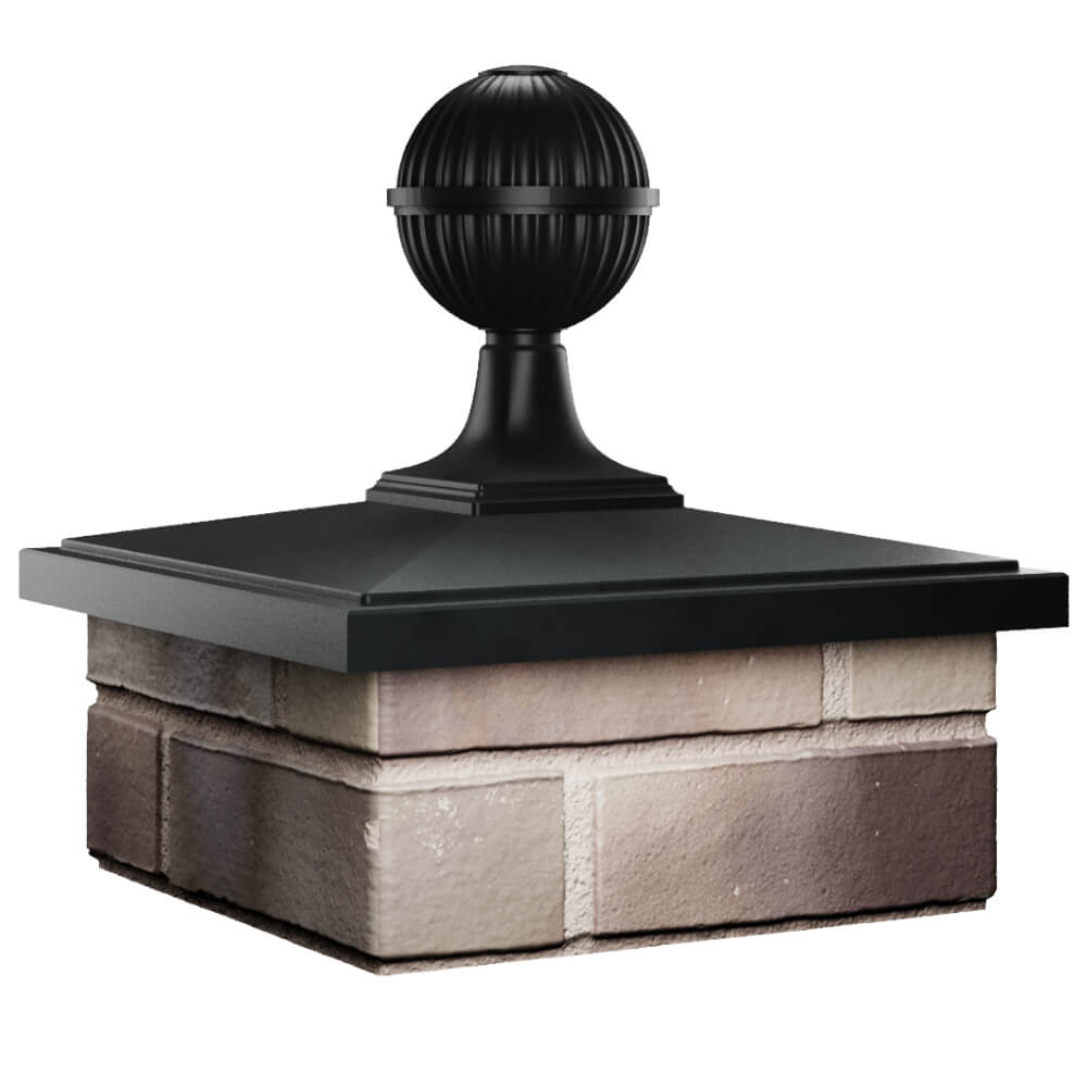 Колпак Zking БонаМоно Черный с шаром на столб 1.5х1.5 кирпича (385х385, 400х400мм) в сборе в Тюмени фото
