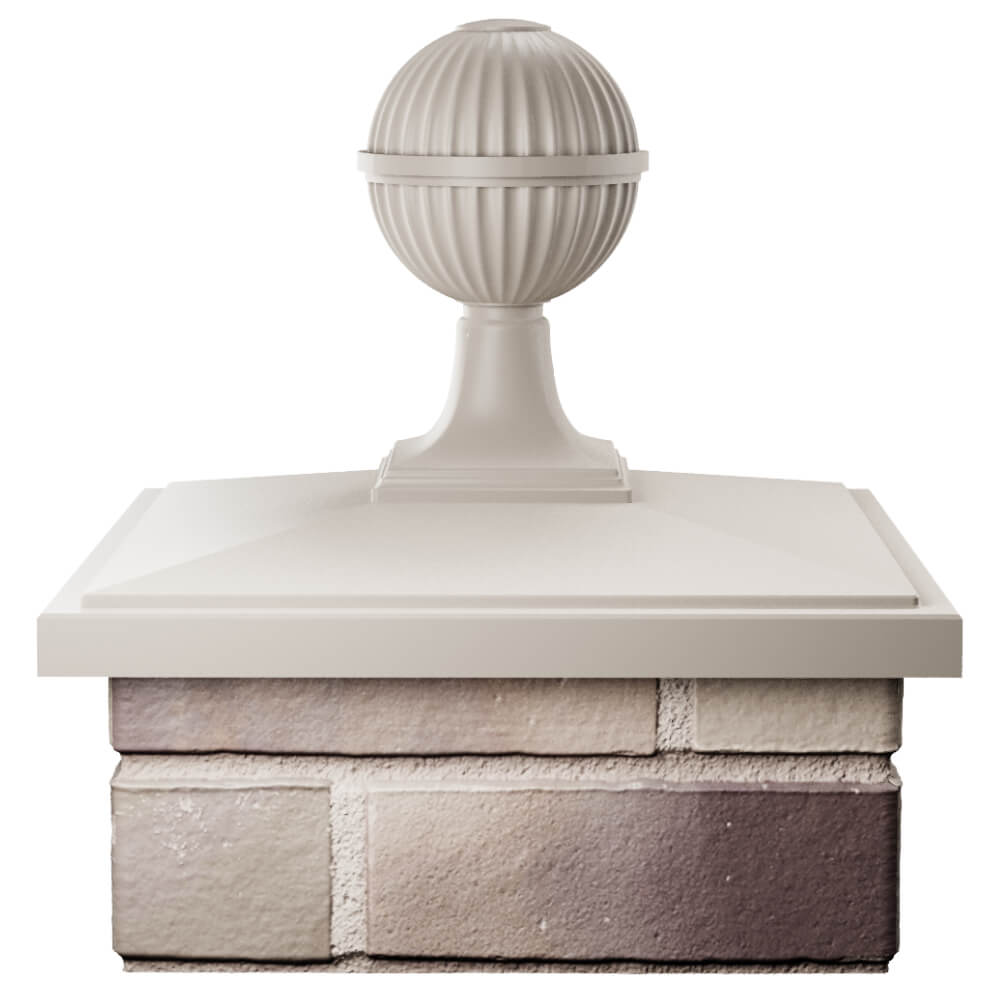 Колпак Zking БонаМоно Бежевый с шаром на столб 1.5х1.5 кирпича (385х385, 400х400мм) в сборе Тюмень фото