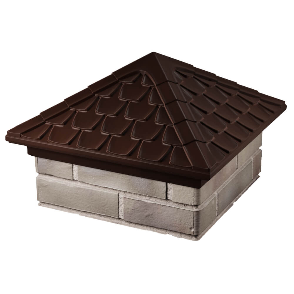 Колпак Zking Эльбрус Коричневый на столб 1.5х1.5 кирпича (385х385мм) в Тюмени фото