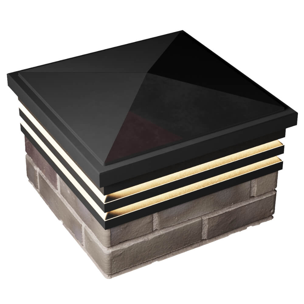 Колпак Zking Бона ХайТек Черный на столб 1.5х1.5 кирпича (385х385мм) с подсветкой в Тюмени фото