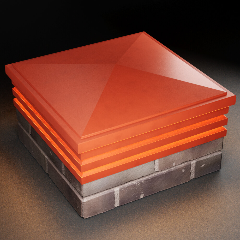 Колпак Zking Бона ХайТек Красный на столб 2х2 кирпича (513х513мм) с подсветкой в Тюмени фото