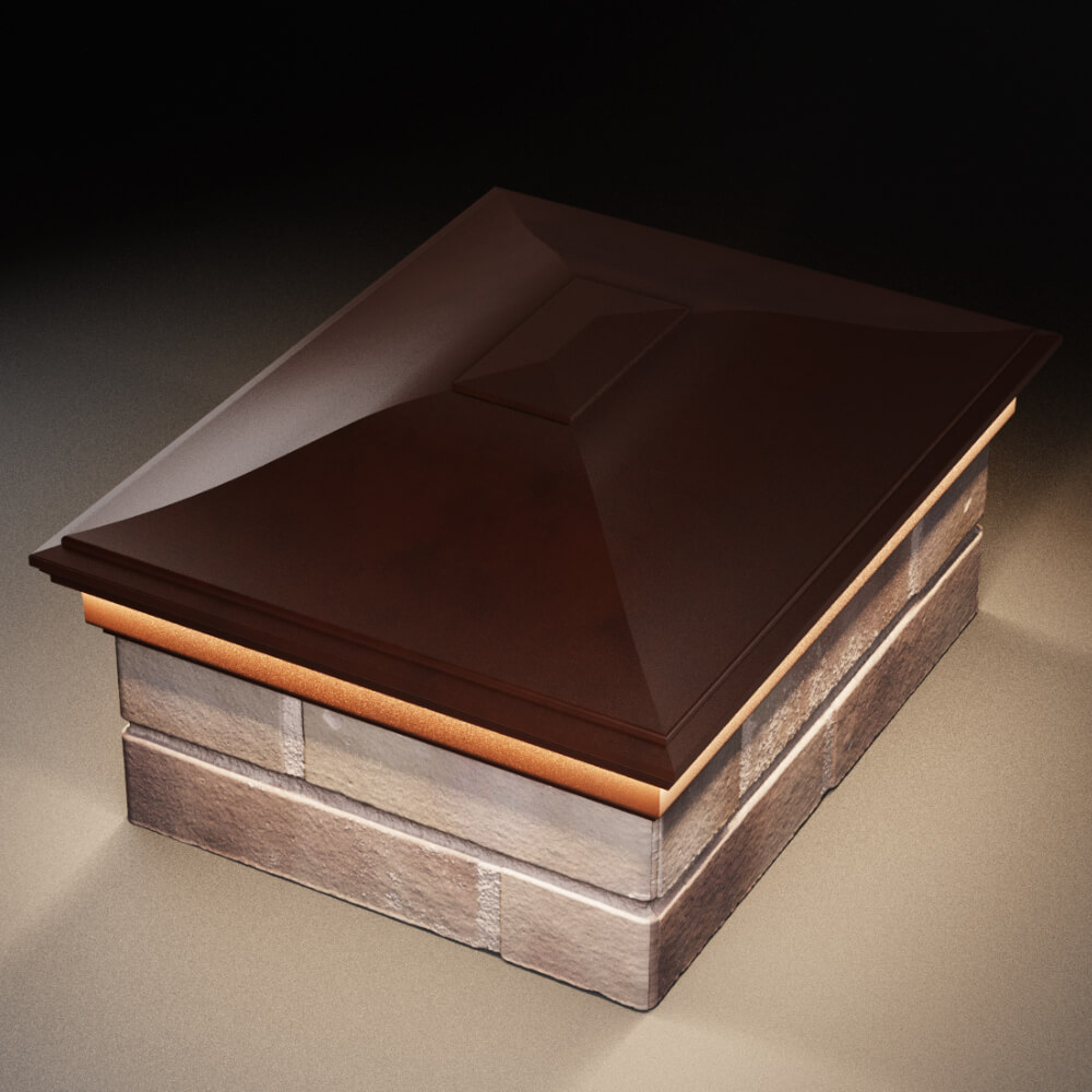 Колпак Zking Монблан Коричневый на столб 2х1.5 кирпича (515х385мм) c подсветкой в Тюмени фото