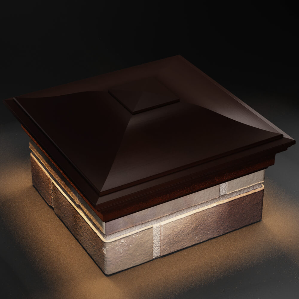 Колпак Zking Монблан Коричневый на столб 1.5х1.5 кирпича (385х385мм) с подсветкой в Тюмени фото