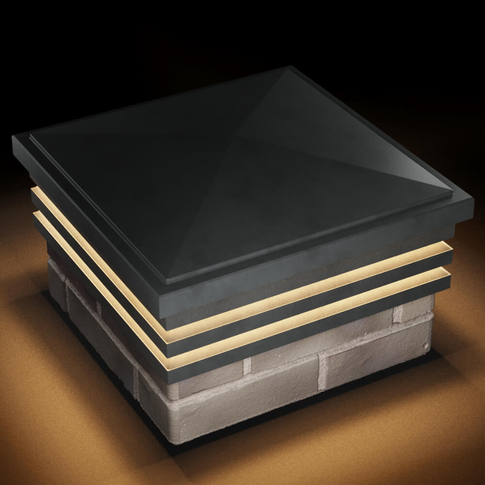 Колпак Zking Бона ХайТек Серый на столб 1.5х1.5 кирпича (385х385мм) с подсветкой в Тюмени фото