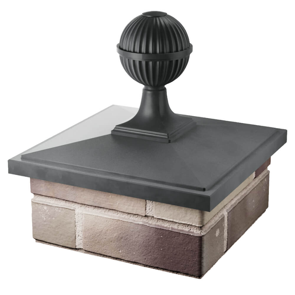Колпак Zking БонаМоно Серый с шаром на столб 1.5х1.5 кирпича (385х385, 400х400мм) в сборе в Тюмени фото