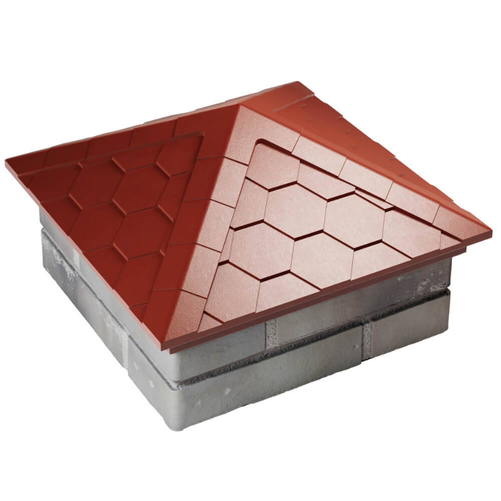 Колпак Zking Эверест Красный на столб 1.5х1.5 кирпича (390х390мм) в Тюмени фото