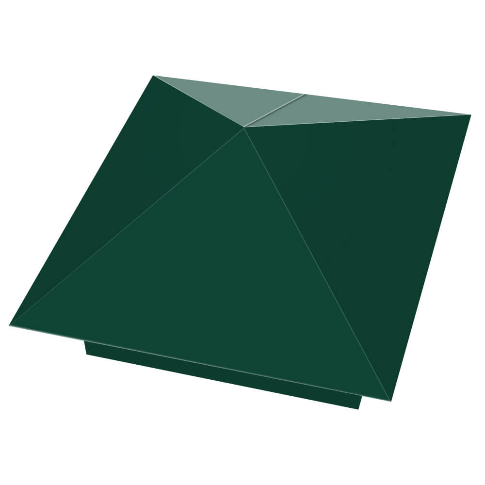 Колпак металлический 390х390мм RAL6005 Зеленый Мох заборный Тюмень фото