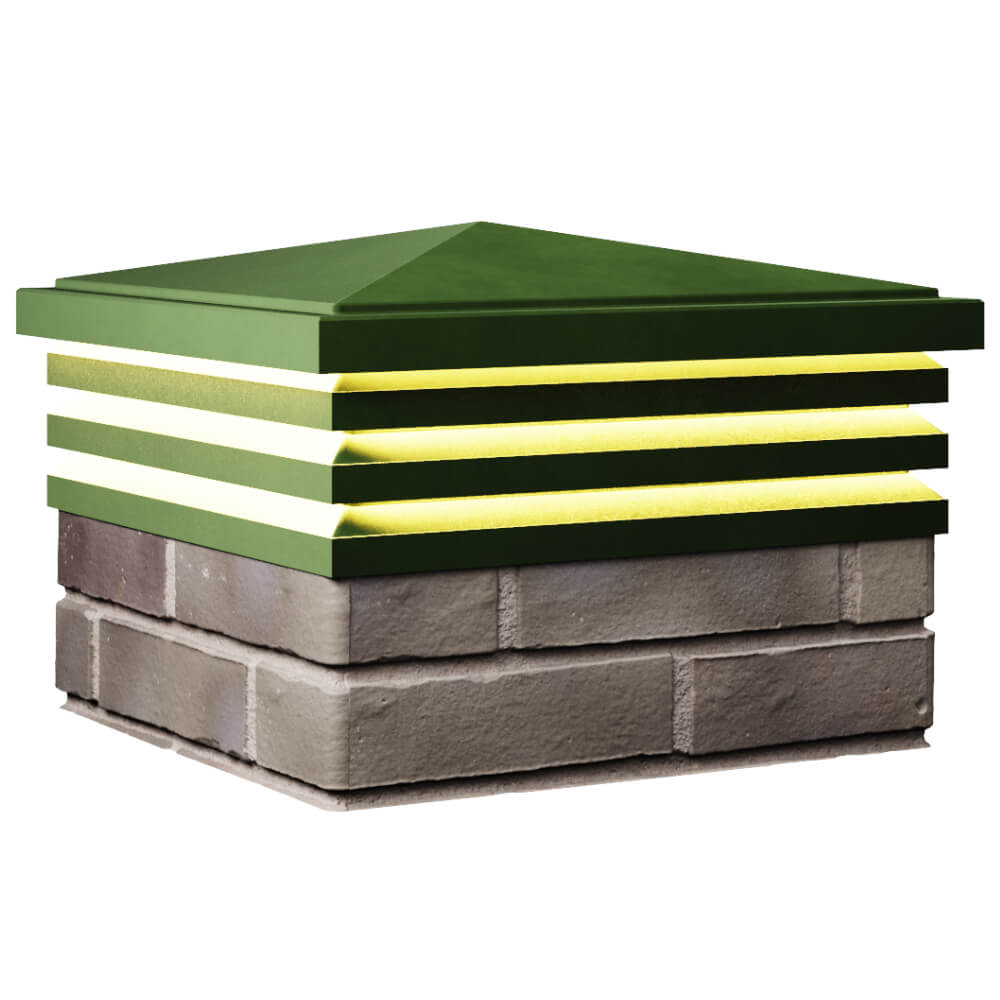 Колпак Zking Бона ХайТек Зеленый на столб 1.5х1.5 кирпича (385х385мм) с подсветкой в Тюмени фото