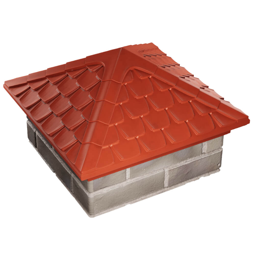 Колпак Zking Эльбрус Красный на столб 1.5х1.5 кирпича (385х385мм) в Тюмени фото