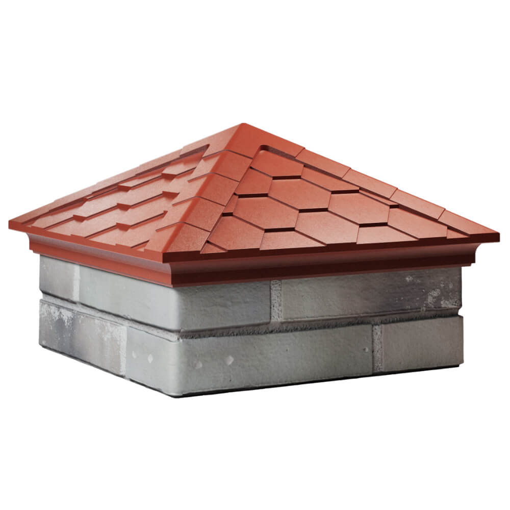 Колпак Zking Эверест Красный на столб 1.5х1.5 кирпича (390х390мм) в Тюмени фото