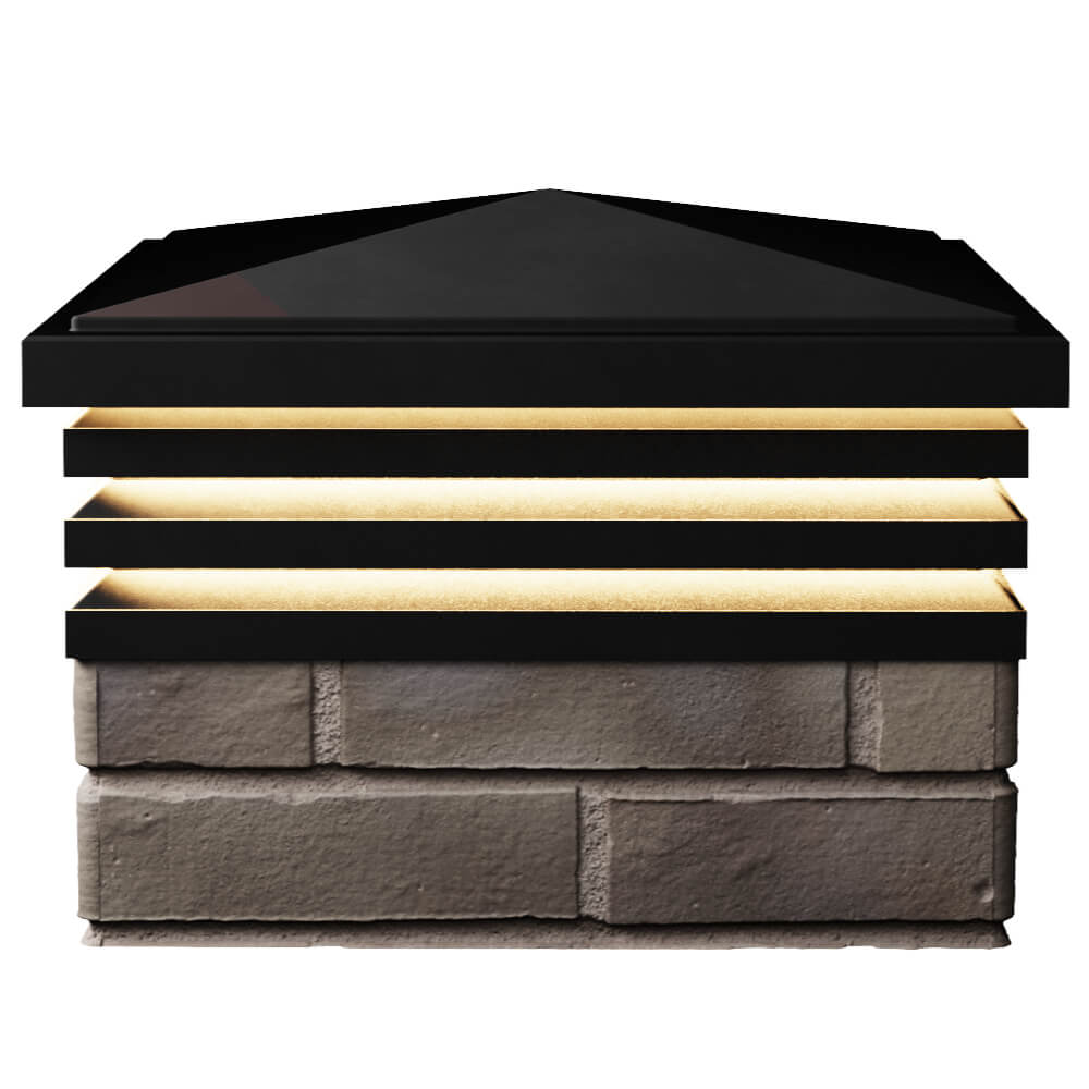 Колпак Zking Бона ХайТек Черный на столб 1.5х1.5 кирпича (385х385мм) с подсветкой в Тюмени фото