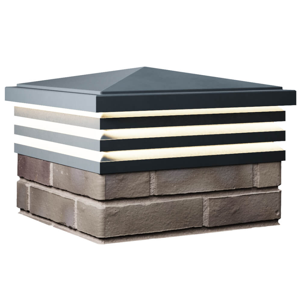 Колпак Zking Бона ХайТек Серый на столб 1.5х1.5 кирпича (385х385мм) с подсветкой в Тюмени фото