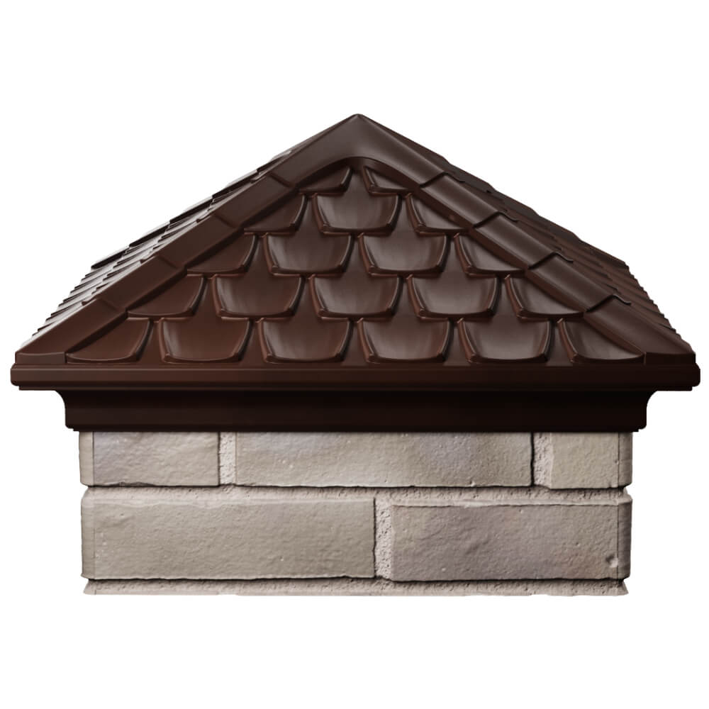 Колпак Zking Эльбрус Коричневый на столб 1.5х1.5 кирпича (385х385мм) Тюмень фото