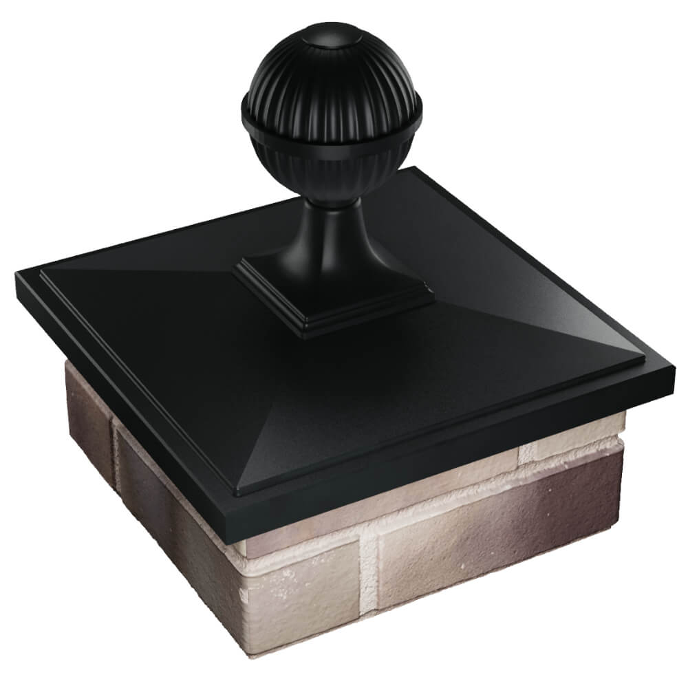 Колпак Zking БонаМоно Черный с шаром на столб 1.5х1.5 кирпича (385х385, 400х400мм) в сборе в Тюмени фото