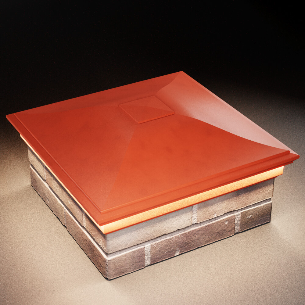 Колпак Zking Монблан Красный на столб 2х2 кирпича (515х515мм) c подсветкой в Тюмени фото