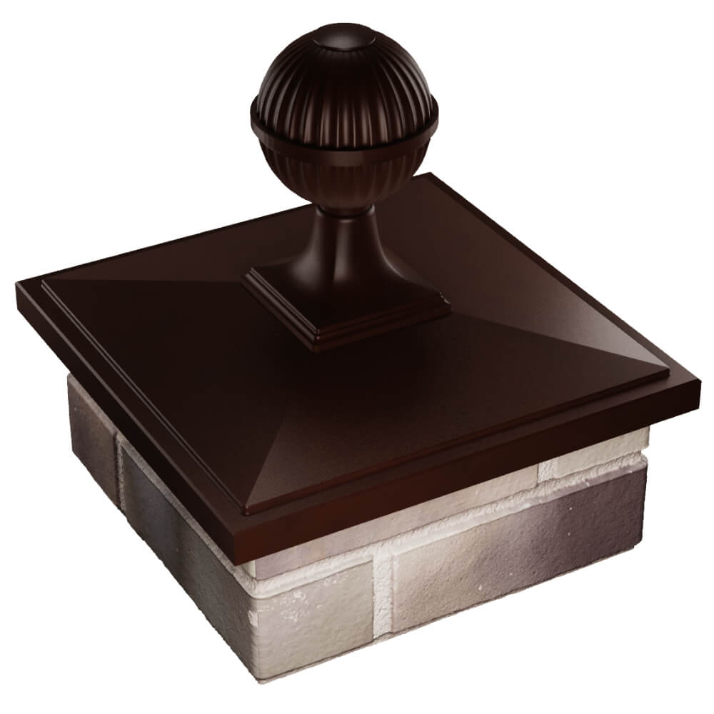 Колпак Zking БонаМоно Коричневый с шаром на столб 1.5х1.5 кирпича (385х385, 400х400мм) в сборе в Тюмени фото