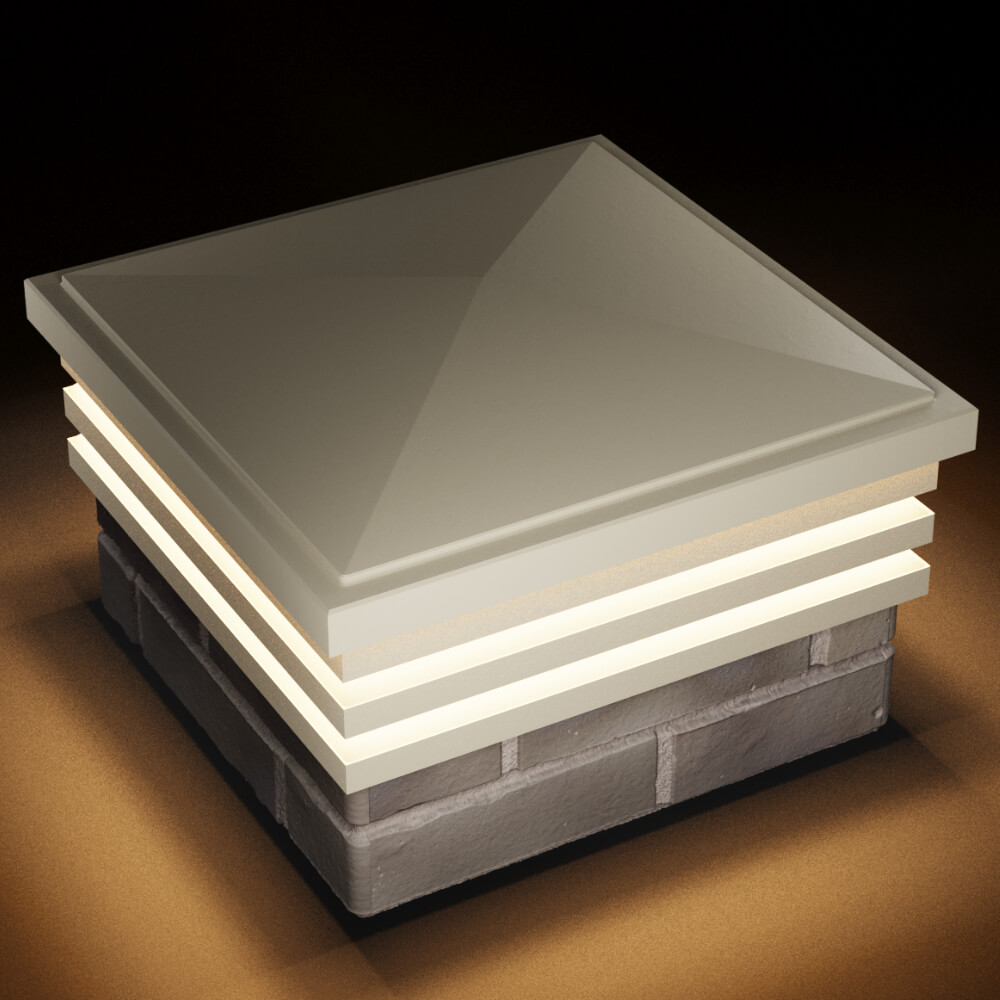 Колпак Zking Бона ХайТек Бежевый на столб 1.5х1.5 кирпича (385х385мм) с подсветкой в Тюмени фото