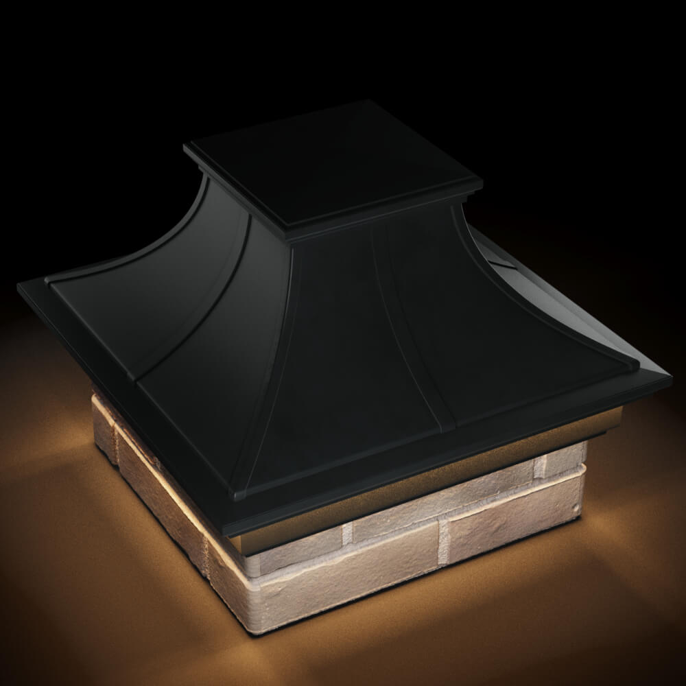 Колпак Zking Монблан Премиум Черный на столб 1.5х1.5 кирпича (385х385мм) с подсветкой в Тюмени фото