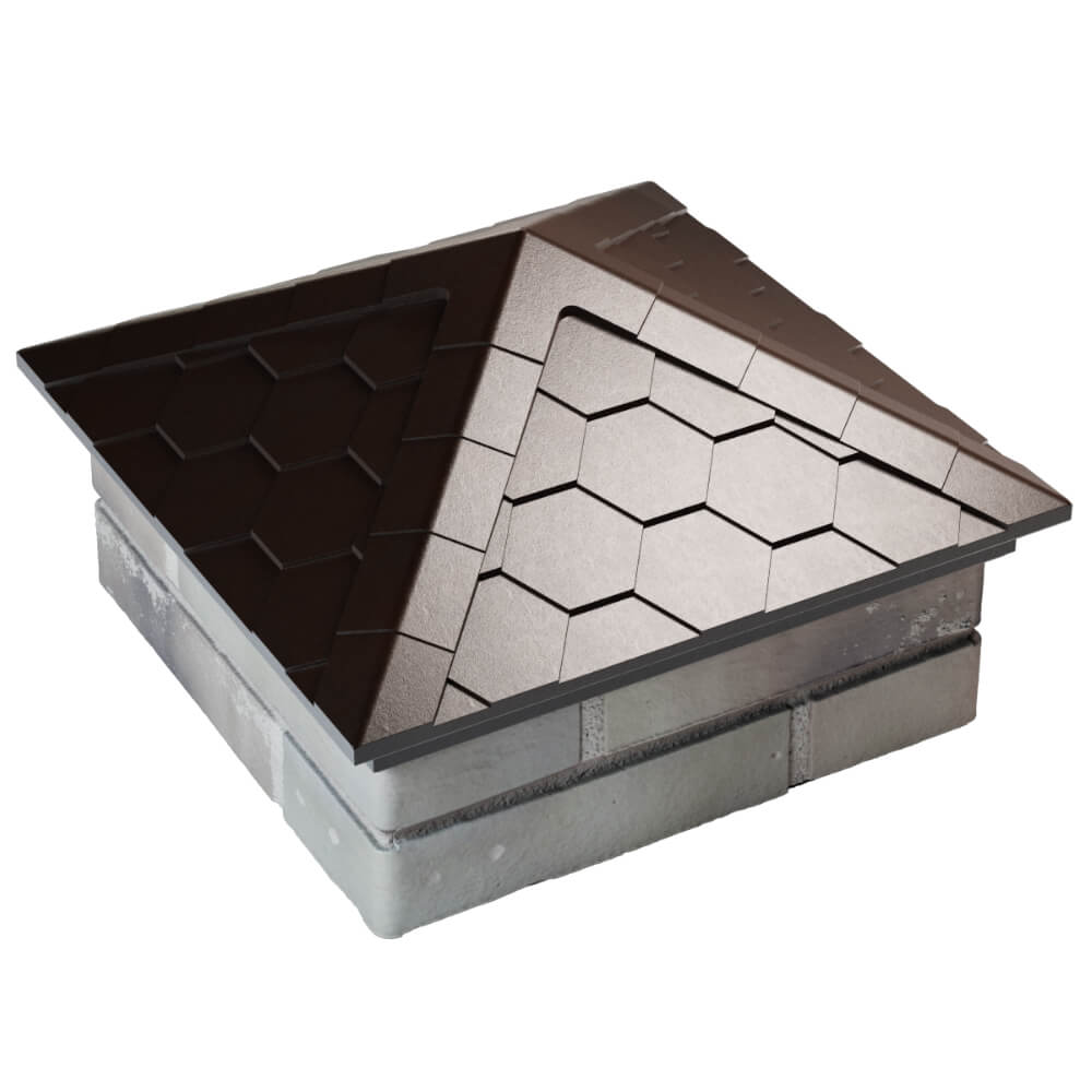 Колпак Zking Эверест Коричневый на столб 1.5х1.5 кирпича (390х390мм) в Тюмени фото