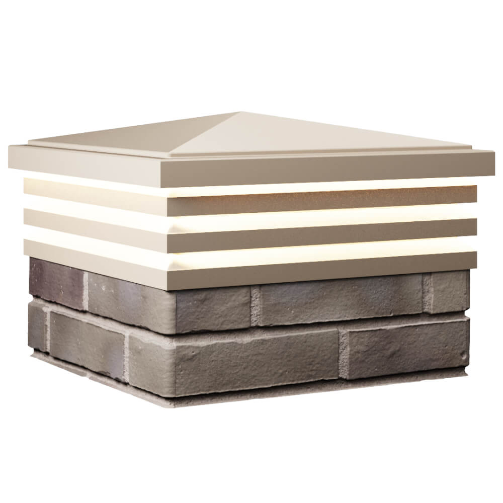 Колпак Zking Бона ХайТек Бежевый на столб 1.5х1.5 кирпича (385х385мм) с подсветкой в Тюмени фото