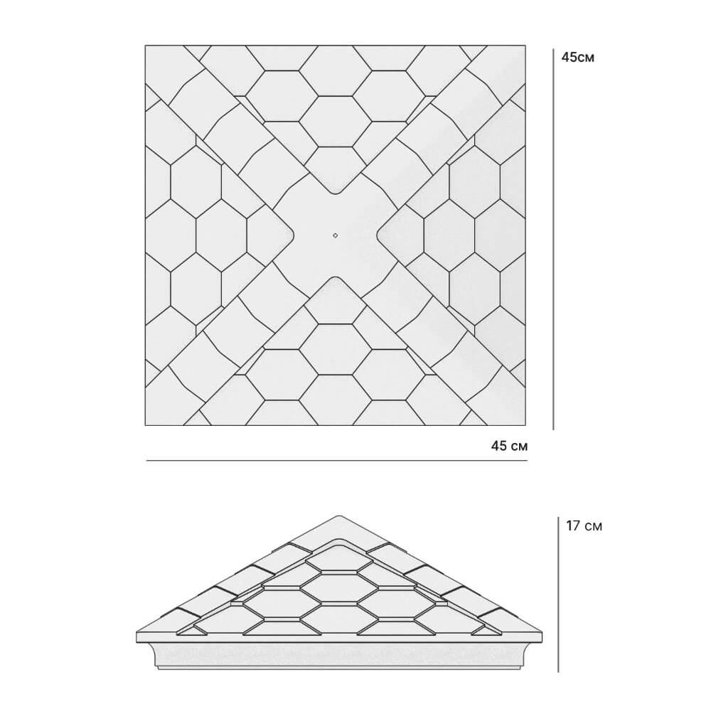 Колпак Zking Эверест Серый на столб 1.5х1.5 кирпича (390х390мм) в Тюмени фото