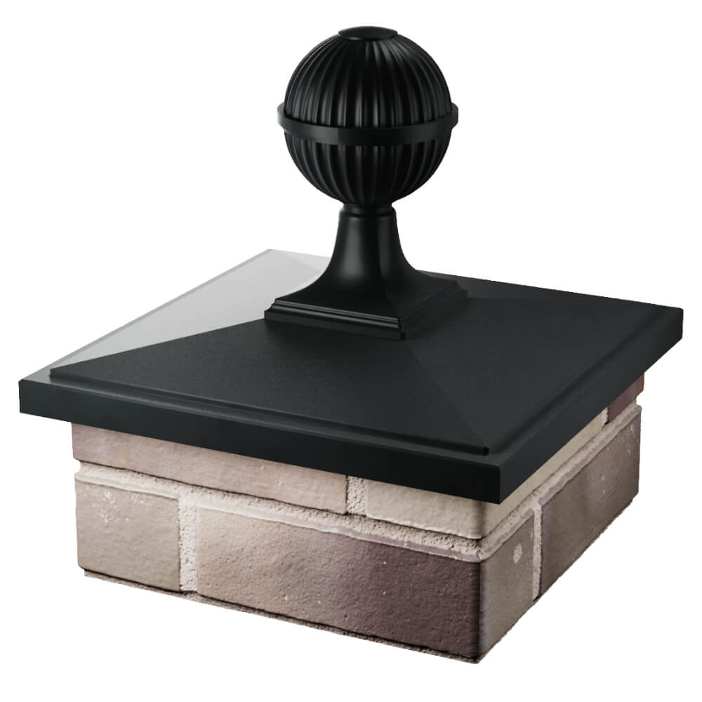 Колпак Zking БонаМоно Черный с шаром на столб 1.5х1.5 кирпича (385х385, 400х400мм) в сборе в Тюмени фото