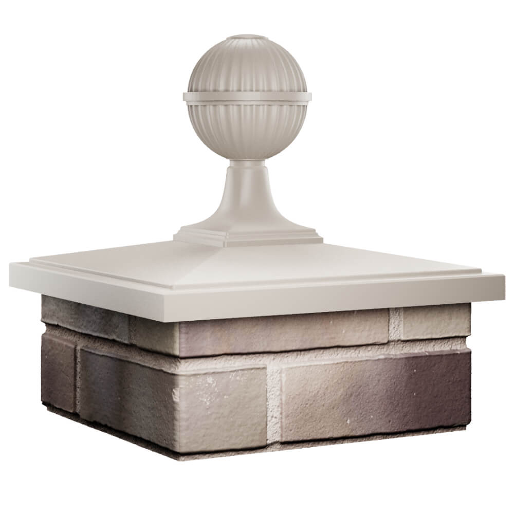 Колпак Zking БонаМоно Бежевый с шаром на столб 1.5х1.5 кирпича (385х385, 400х400мм) в сборе в Тюмени фото