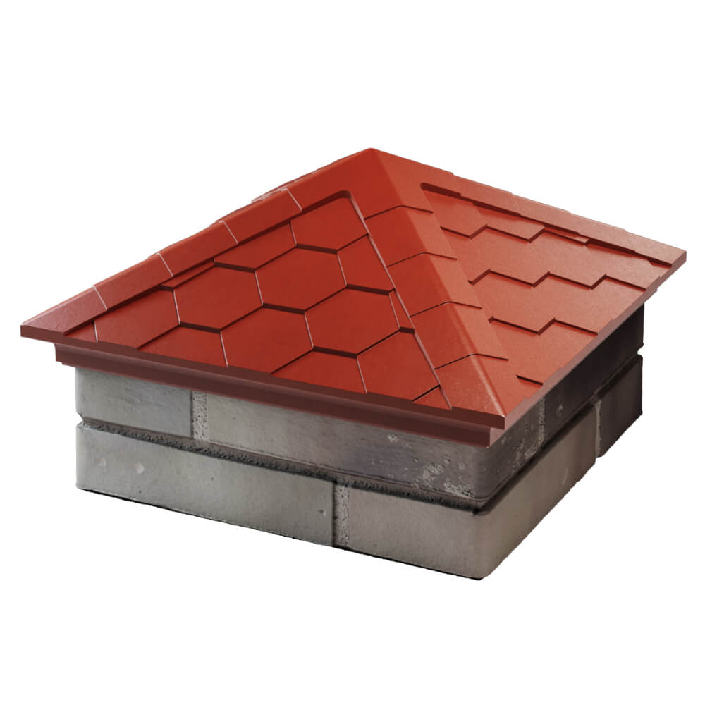 Колпак Zking Эверест Красный на столб 1.5х1.5 кирпича (390х390мм) в Тюмени фото