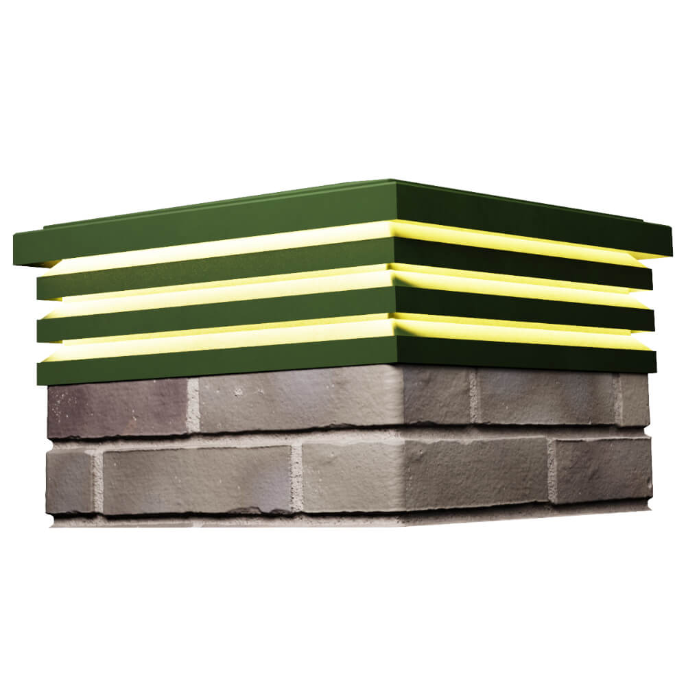 Колпак Zking Бона ХайТек Зеленый на столб 1.5х1.5 кирпича (385х385мм) с подсветкой в Тюмени фото