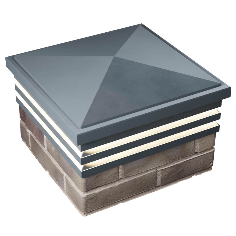 Колпак Zking Бона ХайТек Серый на столб 1.5х1.5 кирпича (385х385мм) с подсветкой в Тюмени фото