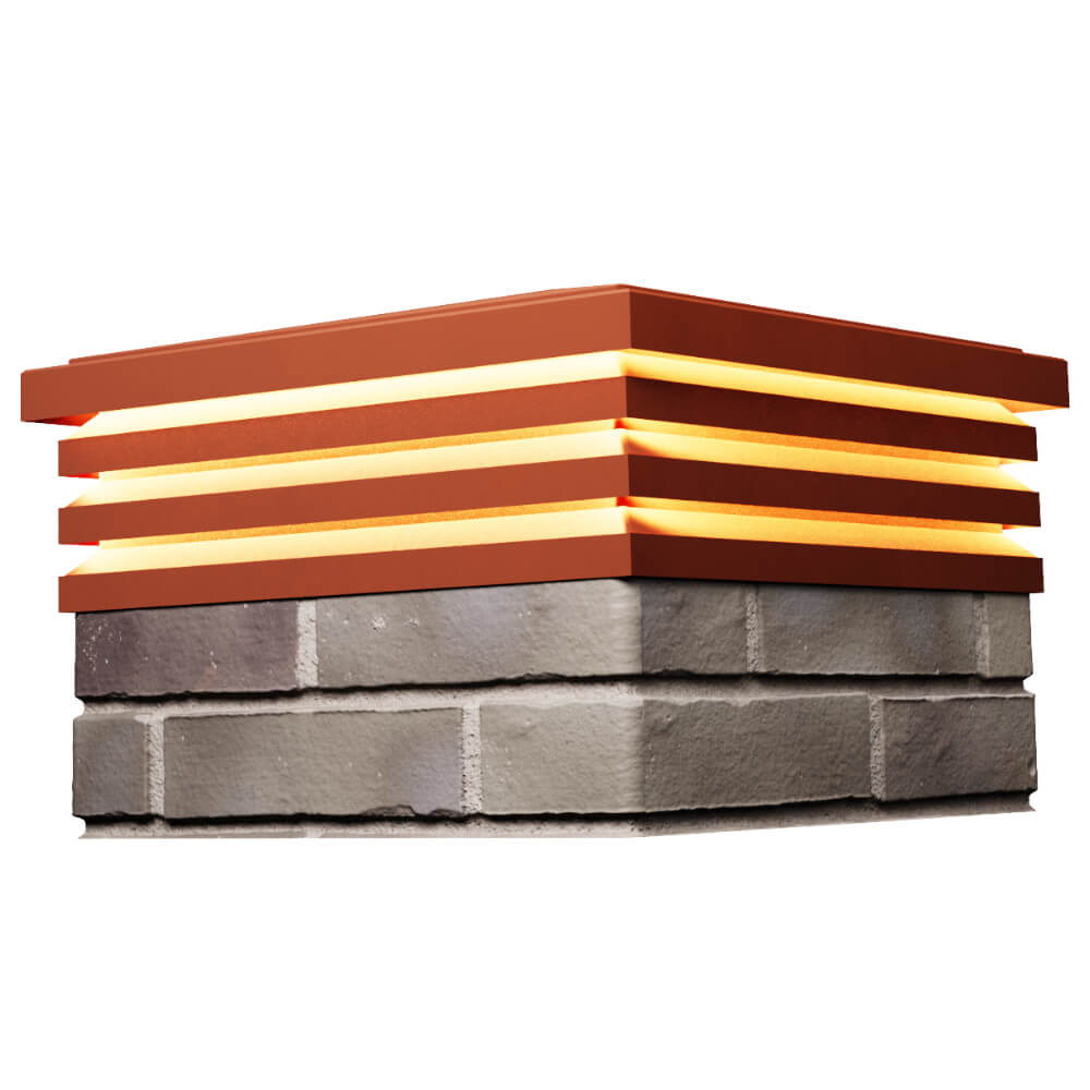 Колпак Zking Бона ХайТек Красный на столб 1.5х1.5 кирпича (385х385мм) с подсветкой в Тюмени фото