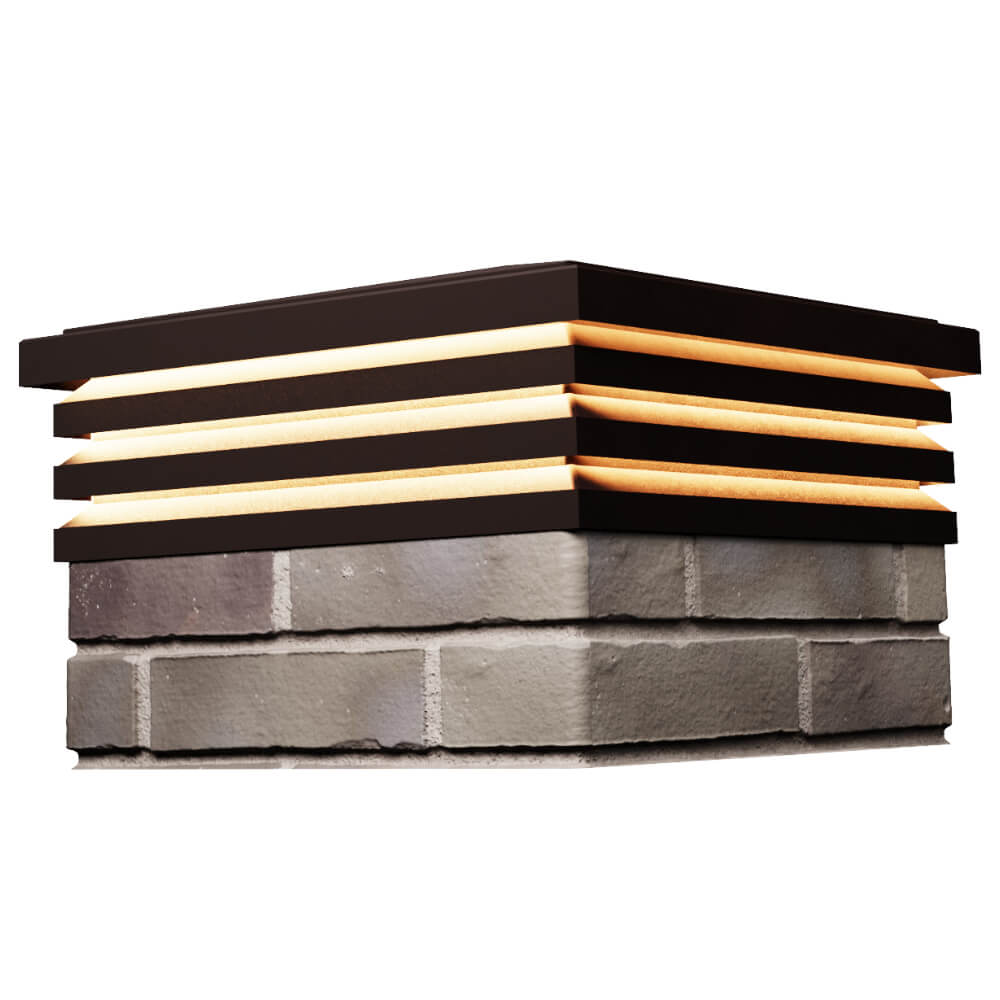 Колпак Zking Бона ХайТек Коричневый на столб 1.5х1.5 кирпича (385х385мм) с подсветкой в Тюмени фото