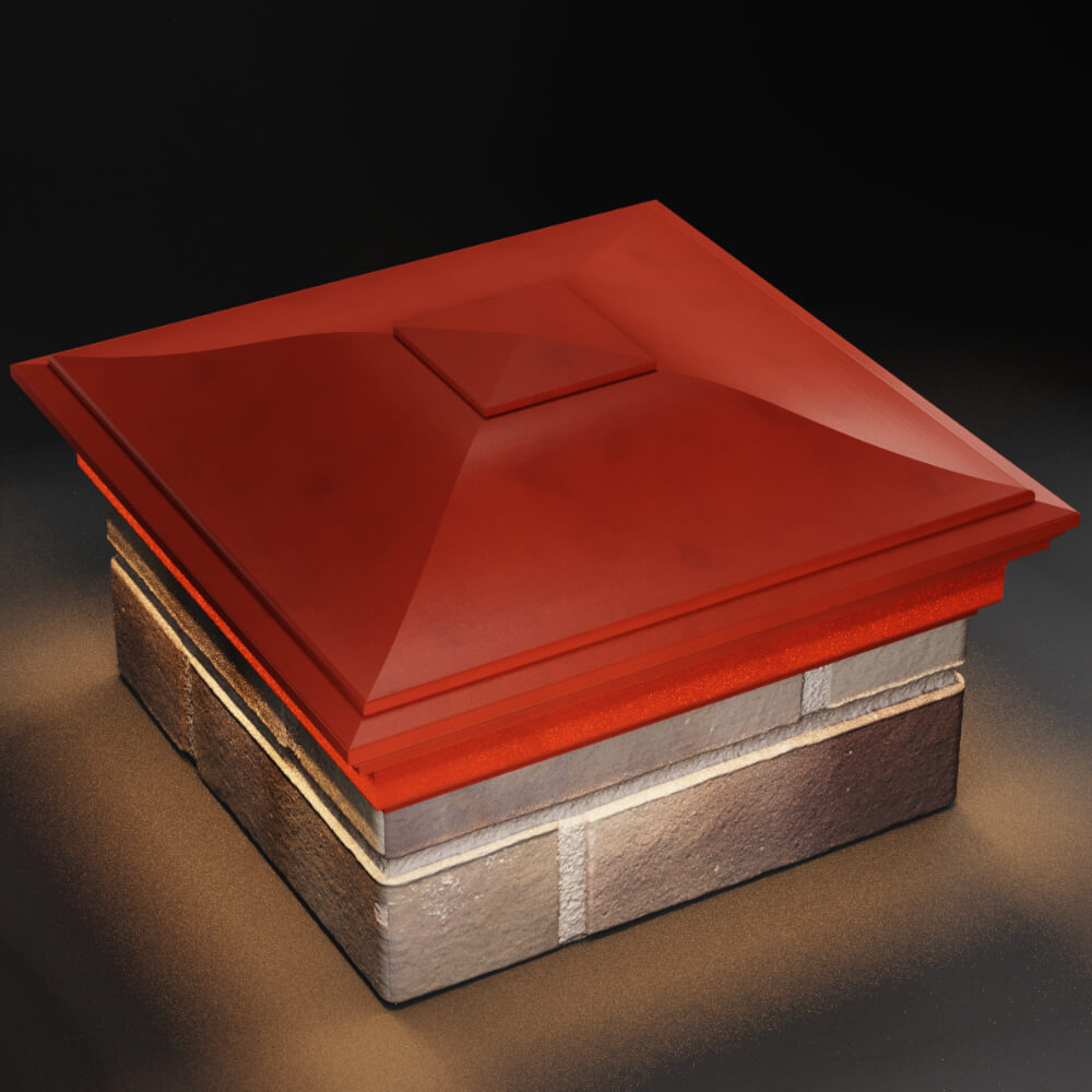 Колпак Zking Монблан Красный на столб 1.5х1.5 кирпича (385х385мм) с подсветкой в Тюмени фото