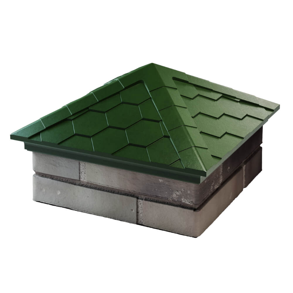 Колпак Zking Эверест Зеленый на столб 1.5х1.5 кирпича (390х390мм) в Тюмени фото