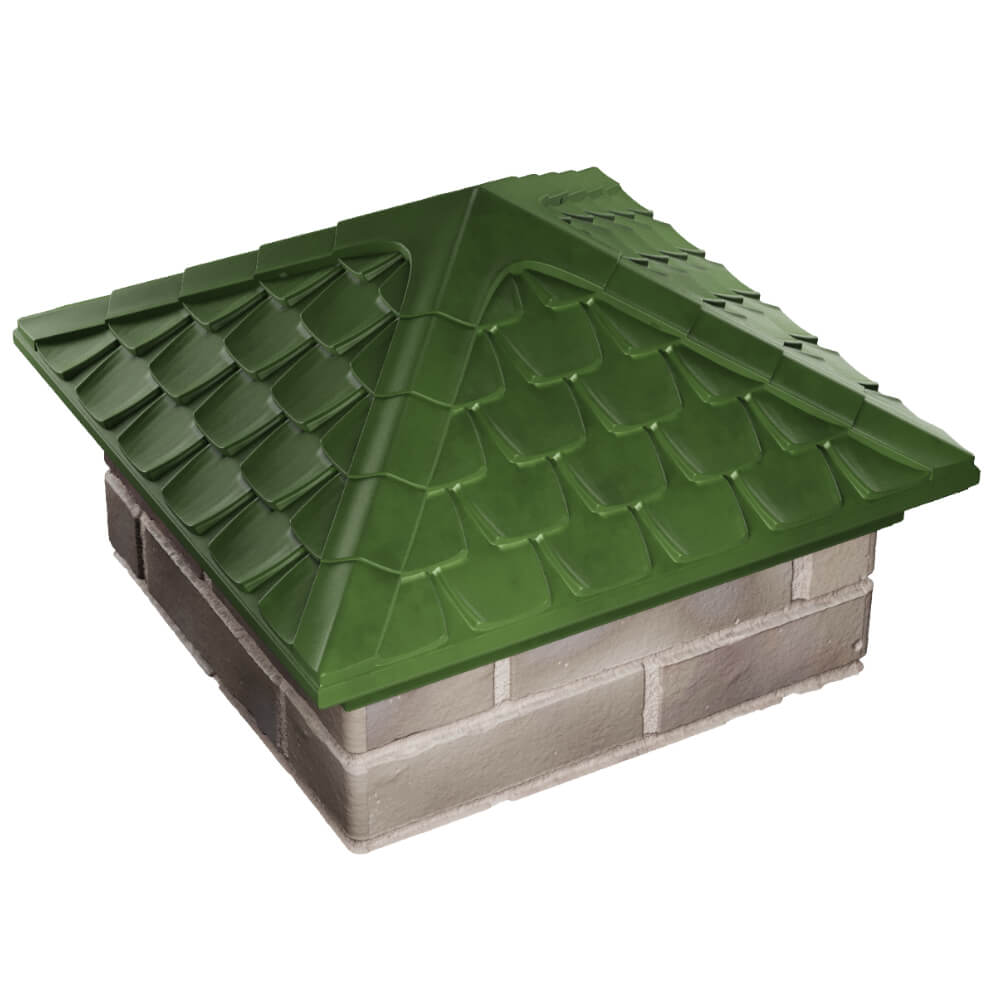 Колпак Zking Эльбрус Зеленый на столб 1.5х1.5 кирпича (385х385мм) в Тюмени фото