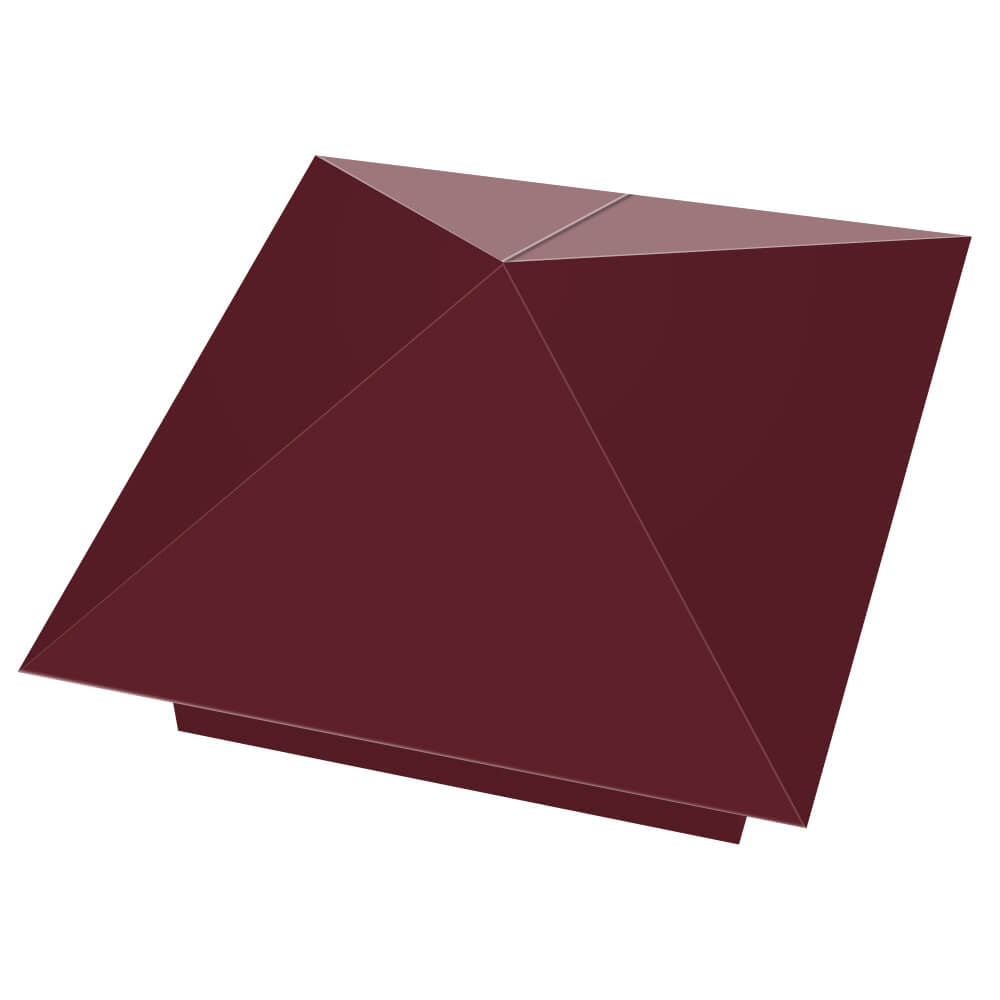 Колпак металлический 390х390мм RAL3005 Красное Вино заборный Тюмень фото