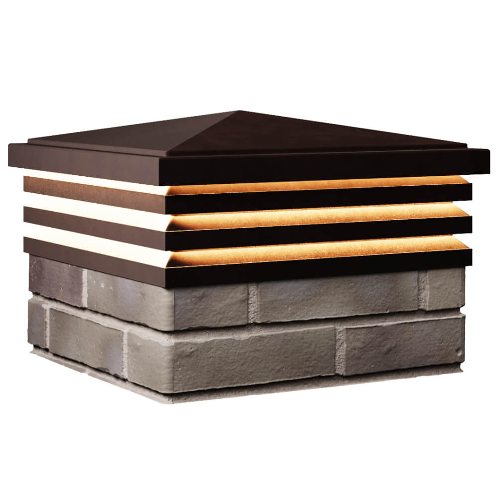 Колпак Zking Бона ХайТек Коричневый на столб 1.5х1.5 кирпича (385х385мм) с подсветкой в Тюмени фото