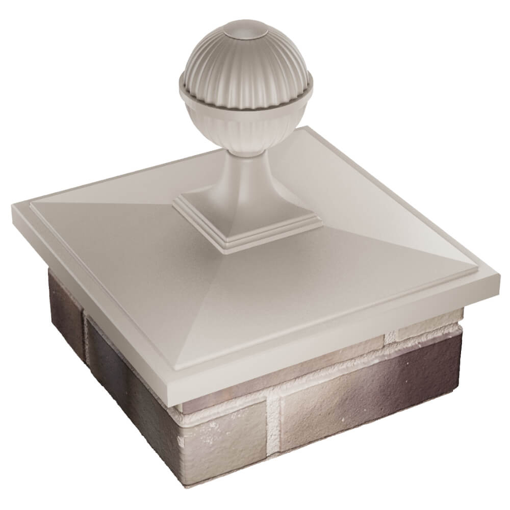 Колпак Zking БонаМоно Бежевый с шаром на столб 1.5х1.5 кирпича (385х385, 400х400мм) в сборе в Тюмени фото
