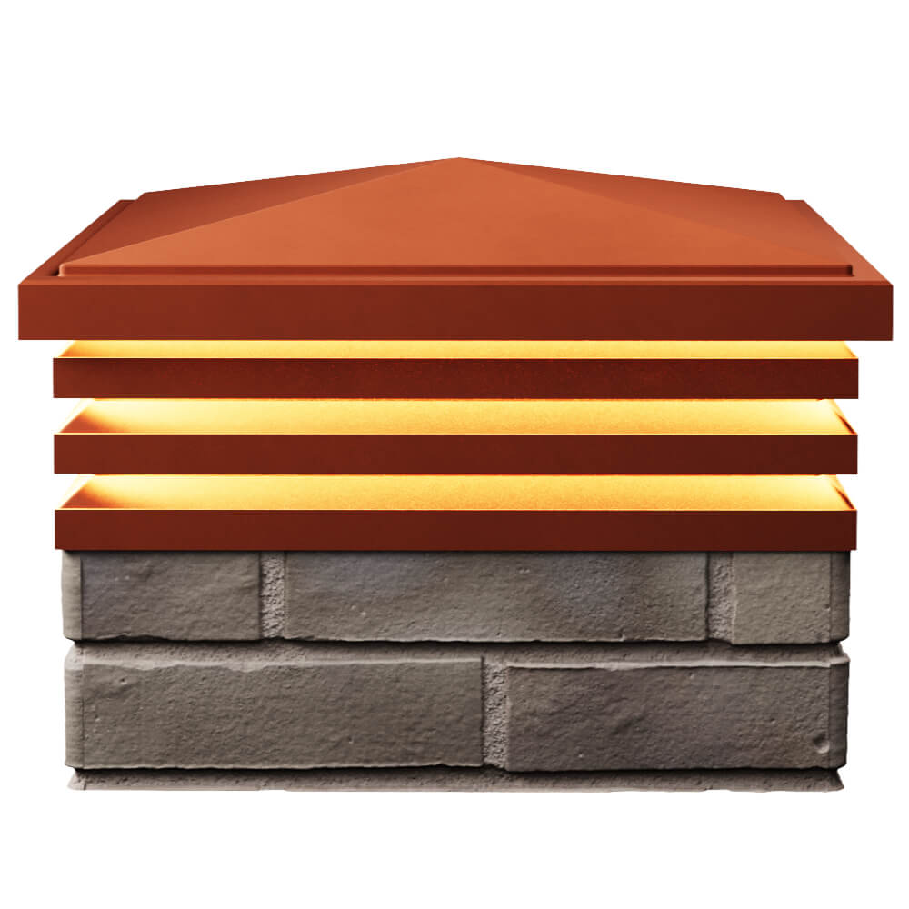 Колпак Zking Бона ХайТек Красный на столб 1.5х1.5 кирпича (385х385мм) с подсветкой в Тюмени фото