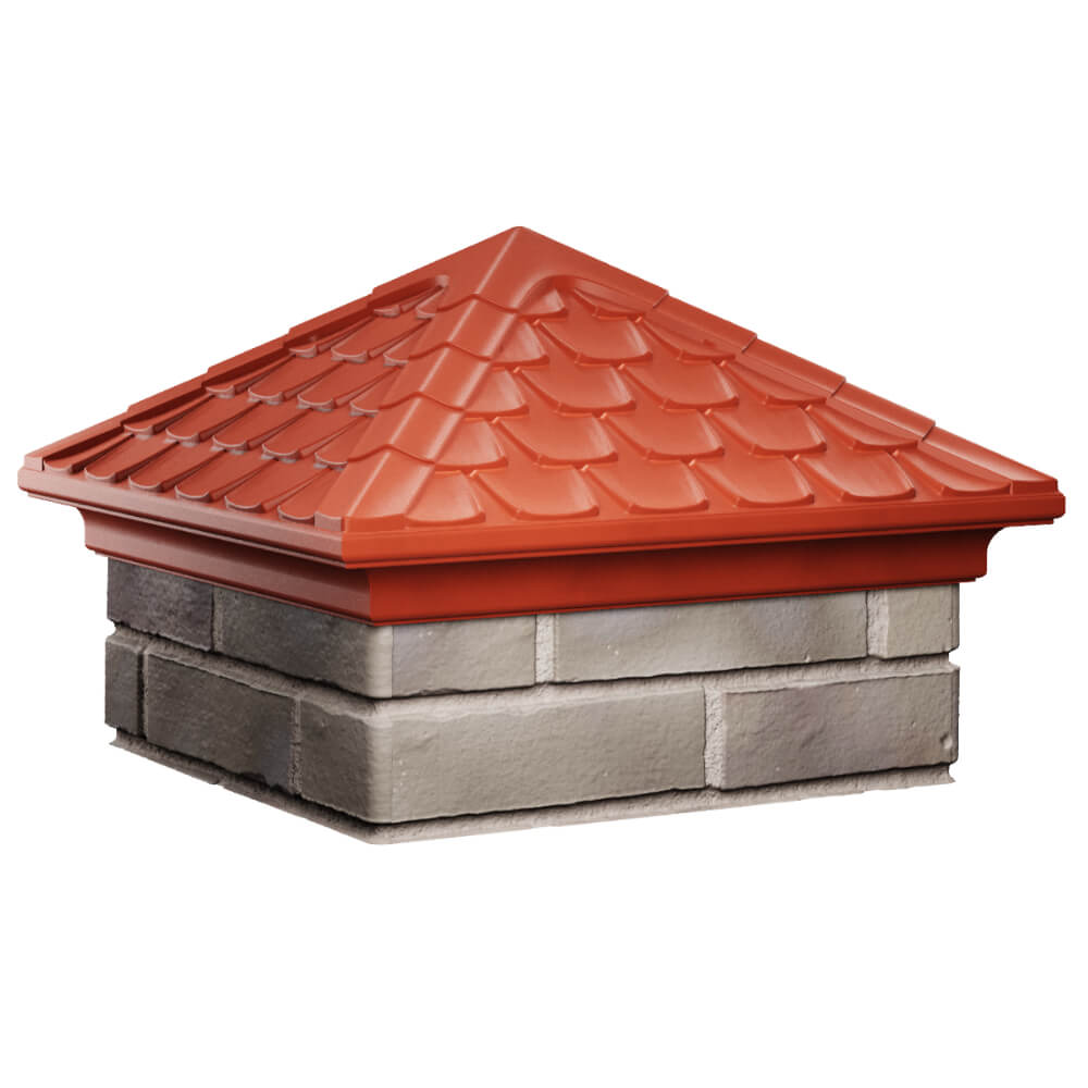 Колпак Zking Эльбрус Красный на столб 1.5х1.5 кирпича (385х385мм) в Тюмени фото